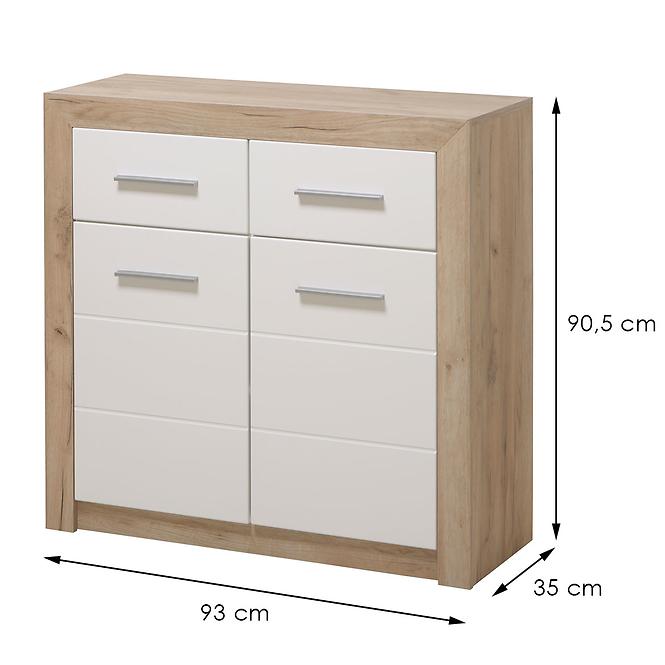 Komód Astor 2d2s Tölgy Šedá/fehér fényes 11008635