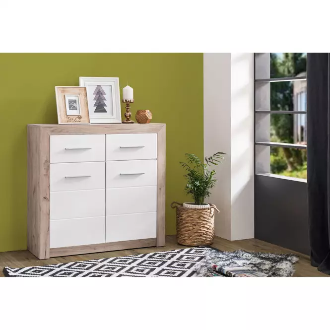 Komód Astor 2d2s Tölgy Šedá/fehér fényes 11008635
