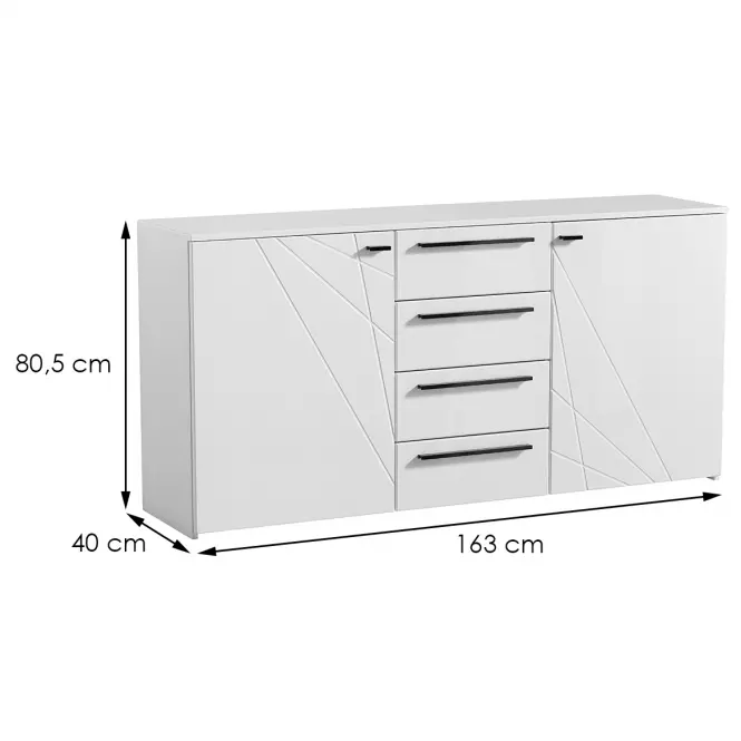 Komód Ksanti 2d4s fehér/fehér fényes 11008640