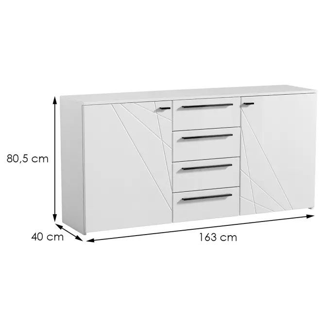 Komód Ksanti 2d4s fehér/fehér fényes 11008640,2