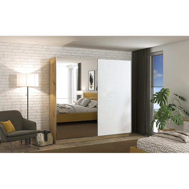 Szekrény Mondego 220 artisan/fehér fényű,9