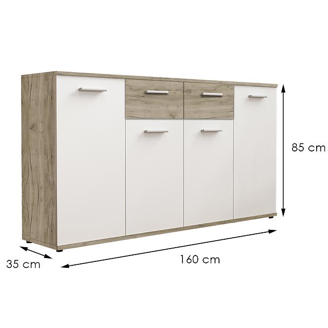 Komód Jacky 3 fehér/Country Grey,2