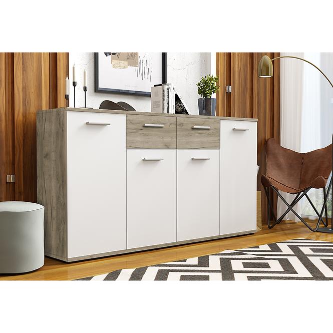 Komód Jacky 3 fehér/Country Grey,3