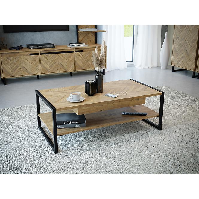 Dohányzóasztal Solletico tölgy spica heringbone/tölgy bartex,8