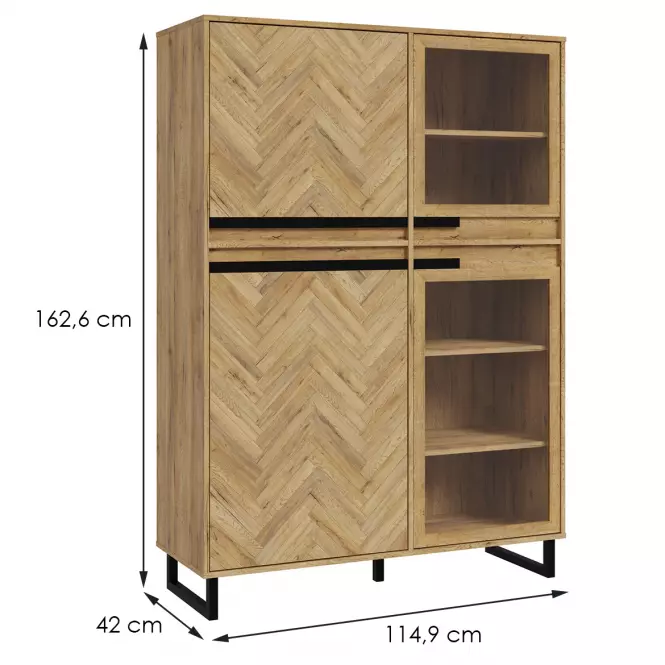 Vitrin Solletico 4d tölgy Spica halszálka /tölgy Bartex,2