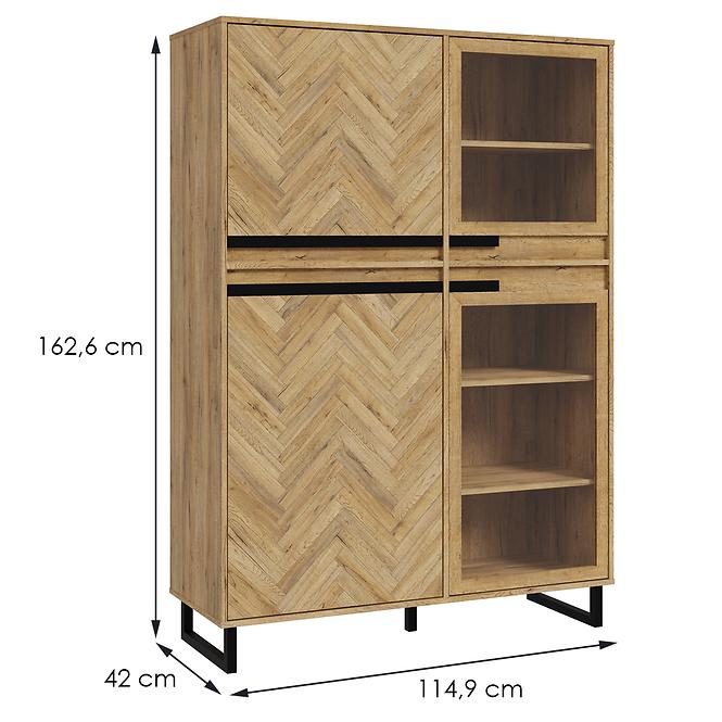 Vitrin Solletico 4d tölgy Spica halszálka /tölgy Bartex,2