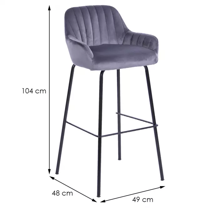 Bárszék  2-170a Grey Velvet