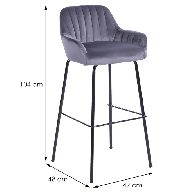 Bárszék  2-170a Grey Velvet,2