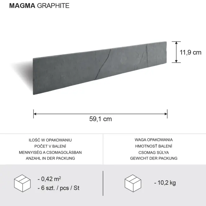 Beton burkolólap Magma Graphite