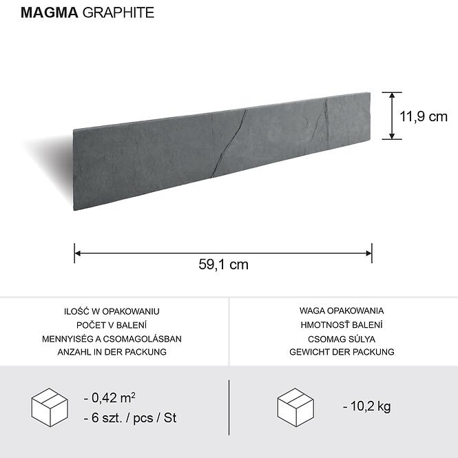 Beton burkolólap Magma Graphite