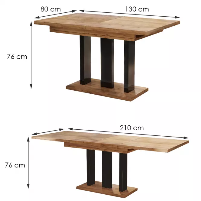 Kinyitható asztalok  Appia-210  130/210x80 cm Tölgy Craft Aranysárga