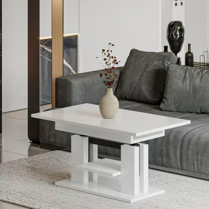 Kinyitható asztalok  felhúzható Iso  110/170x65 cm Fehér fényű