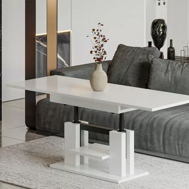 Kinyitható asztalok  felhúzható Iso  110/170x65 cm Fehér fényű