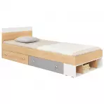 Ágy Pixel  120 PX15 keksz tölgy / fehér lux / szürke