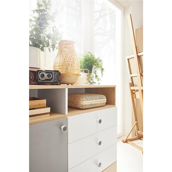 Ágy Pixel  120 PX15 keksz tölgy / fehér lux / szürke,6