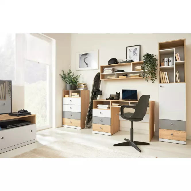 Ágy Pixel  120 PX15 keksz tölgy / fehér lux / szürke,7
