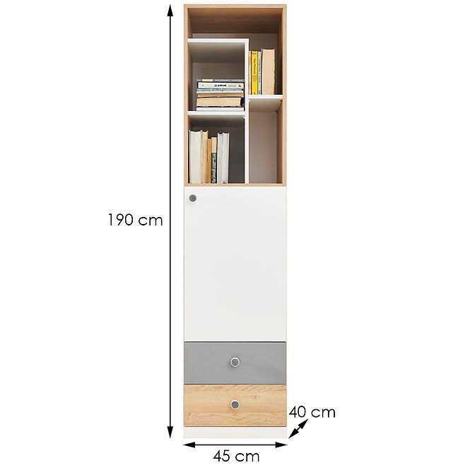 Regál Pixel PX5 keksz tölgy / fehér lux / szürke,2