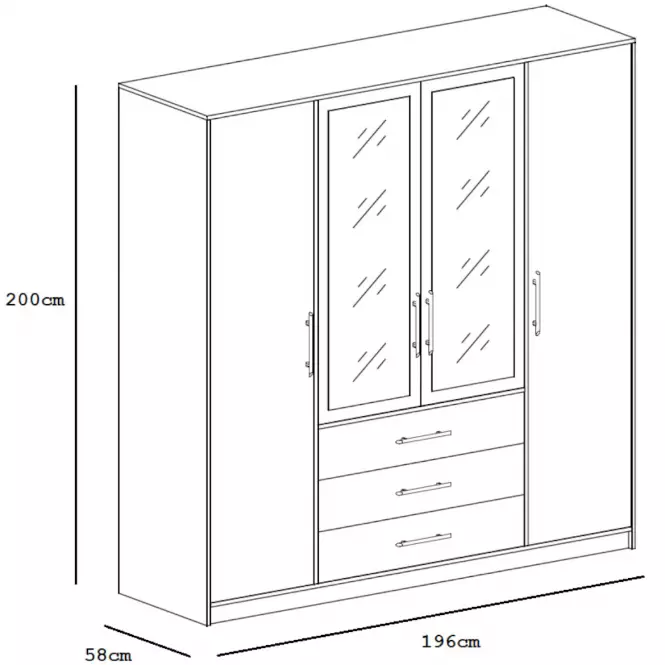 Szekrény Bali D4 196 cm fehér,3