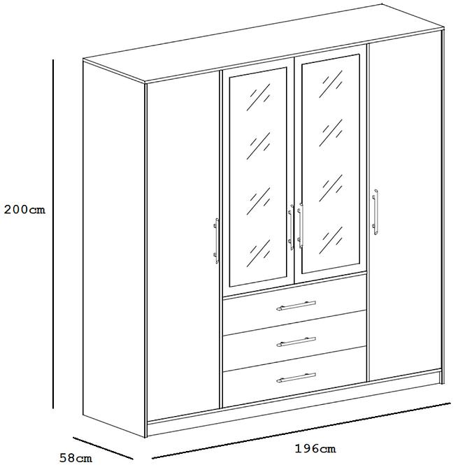 Szekrény Bali D4 196 cm fehér,3