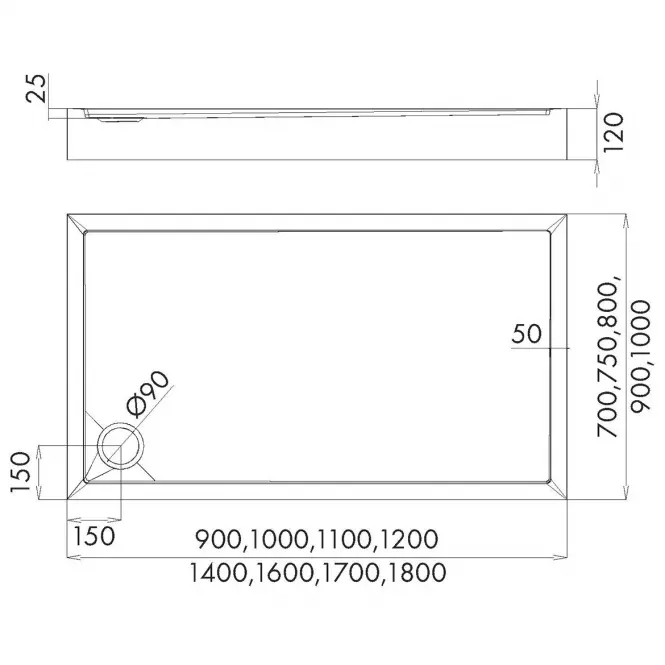 Téglalap alakú zuhanytálca Black Mat 80x100x12 Espera Plus AQM4636CMG