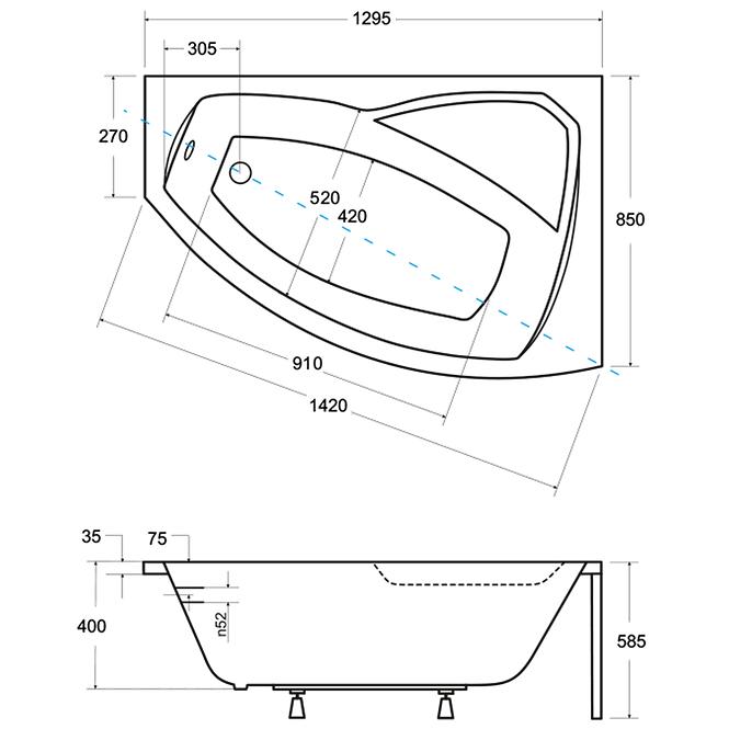 Kád Rima 130/85 J+lábak