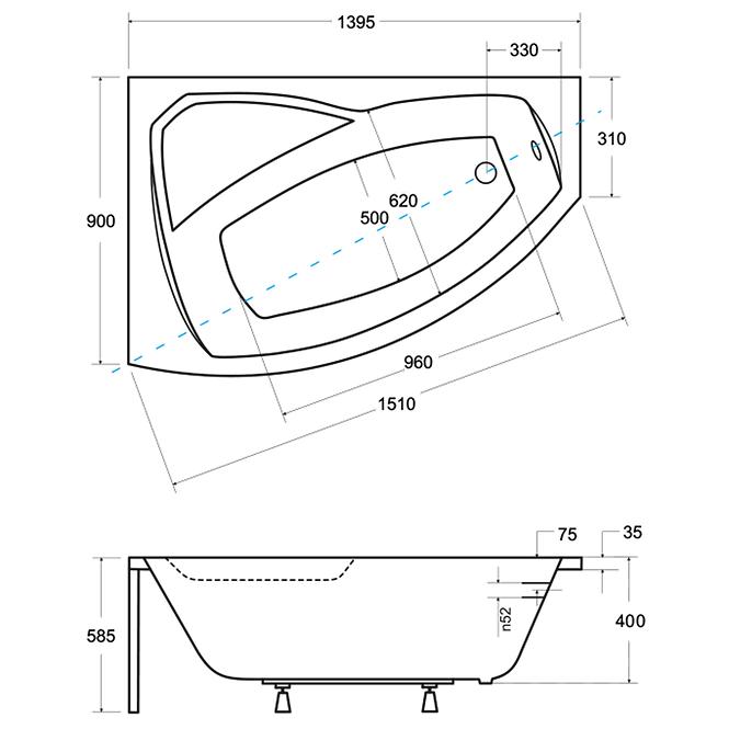 Kád Rima 140/90 B+lábak