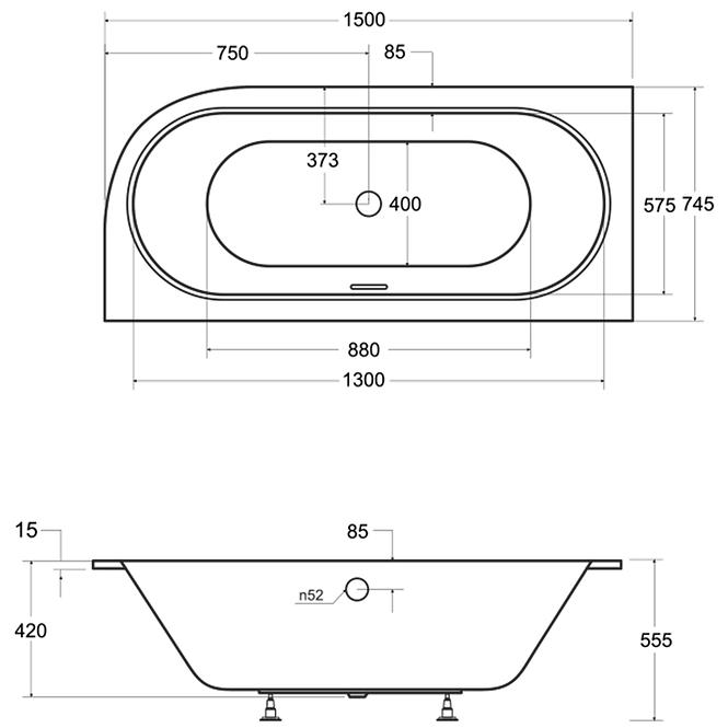 Kád Avita Slim+150/75 B+lábak