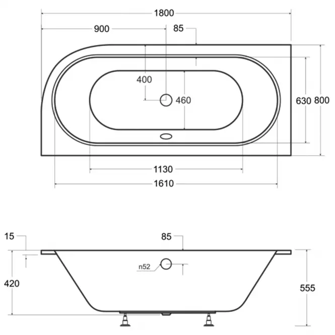 Kád Avita Slim+180/80 B+lábak