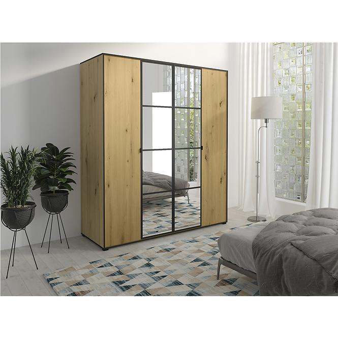 Szekrény Oslo I 180  Artisan/fekete/tükör,4