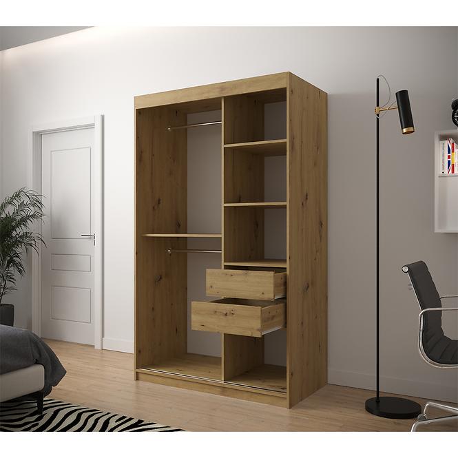 Szekrény Jodełka 120 Tölgy Artisan/fehér/fekete,4