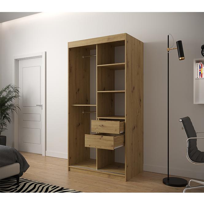 Szekrény Jodełka 1 100 Tölgy Artisan/fehér/fekete