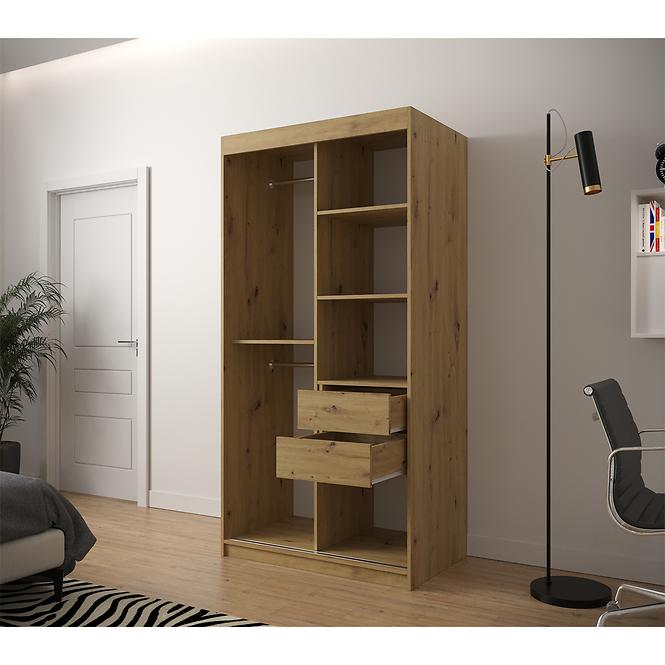 Szekrény Jodełka 2 100 Tölgy Artisan/fehér/fekete,5