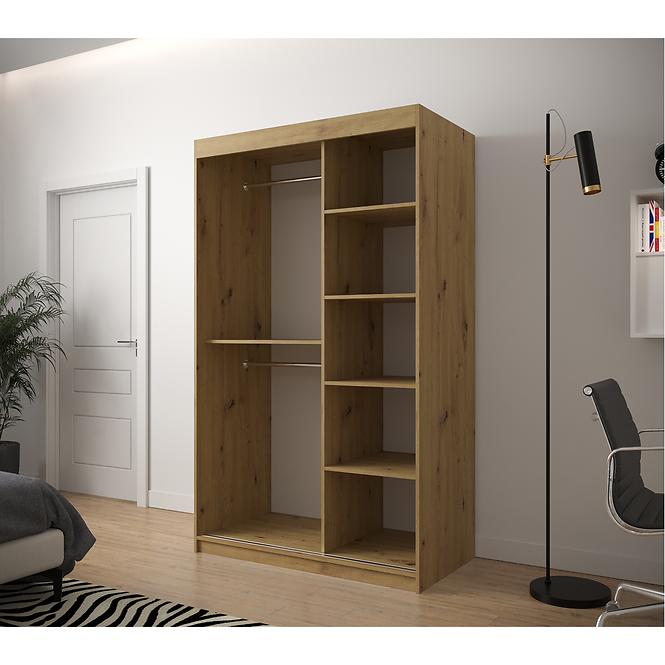 Szekrény Jodełka 2 120 Tölgy Artisan/fehér/fekete
