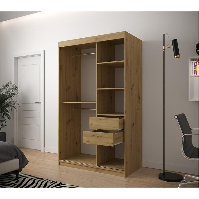 Szekrény Jodełka 2 120 Tölgy Artisan/fehér/fekete