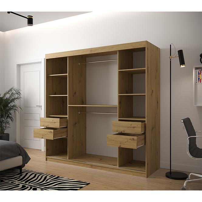 Szekrény Jodełka 2 200 Tölgy Artisan/fehér/fekete