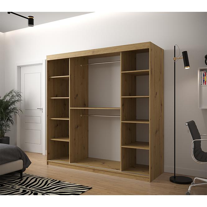Szekrény Jodełka 2 200 Tölgy Artisan/fehér/fekete