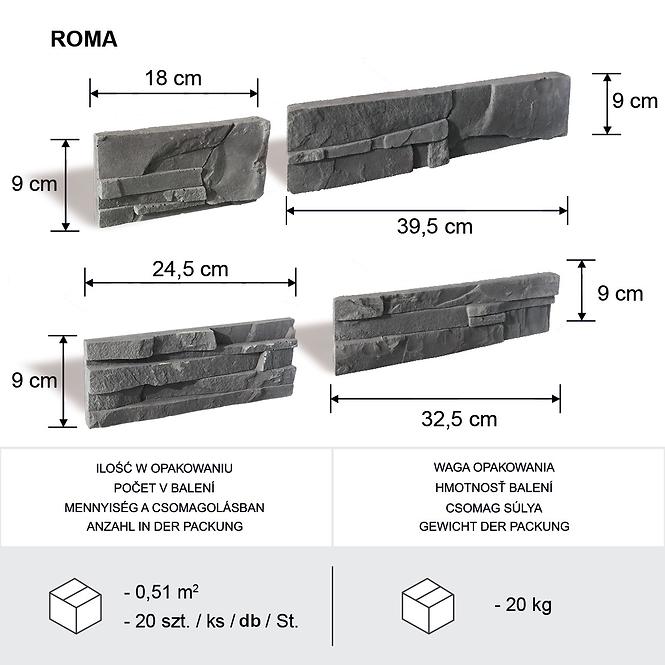 Csempe dekoratív Roma Grafit csomag=0,51m2