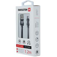 Adatkábel Swissten Textile USB / Lightning 1,2 m fekete