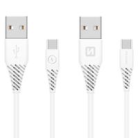 Swissten USB/USB-C 3.1 adatkábel fehér 1,5m (7mm)