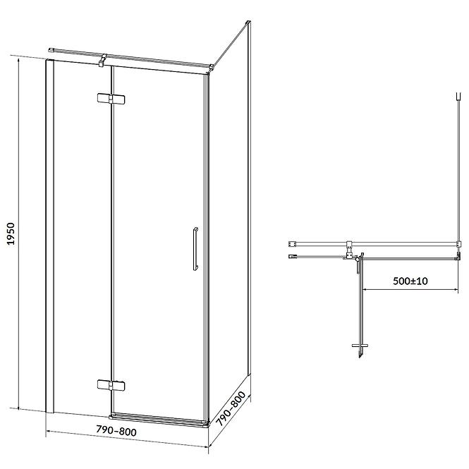 Bal zuhanykabin Jota 80x80x195