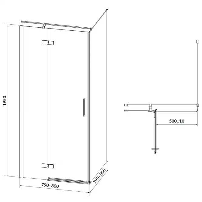 Bal zuhanykabin Jota 80x80x195,2