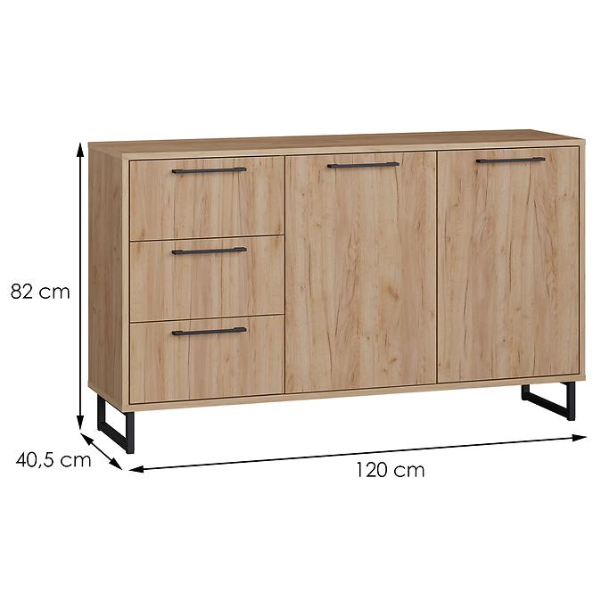 Komód Remius  2d3s Tölgy craft aranysárga,3