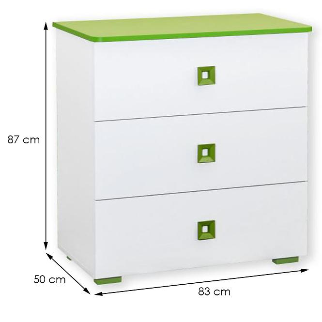 Komód Bb05  fehér+zöld