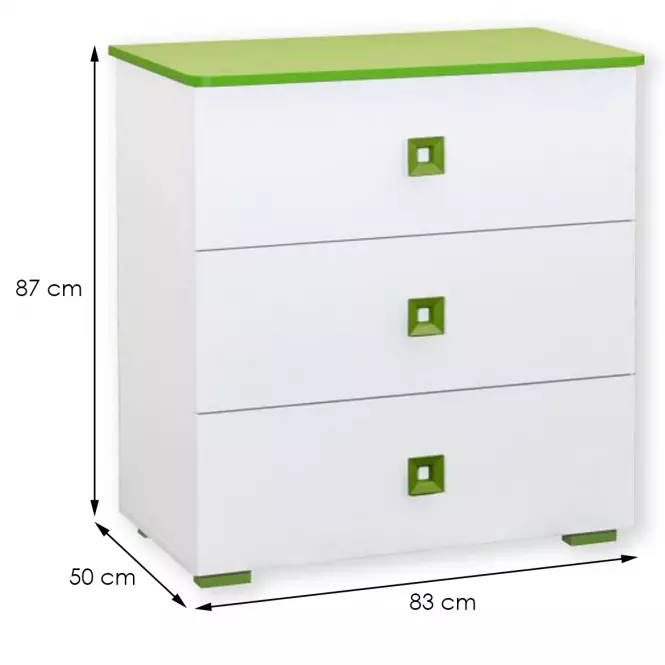 Komód Bb05  fehér+zöld,2