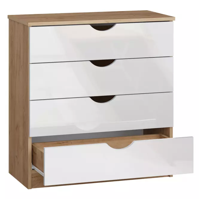 Komód Tymeo  4s Tölgy craft aranysárga+fehér fényes