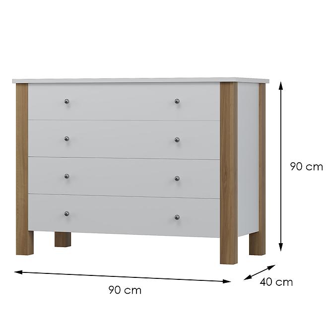 Komód Oskar 4s 90x40x90 fehér