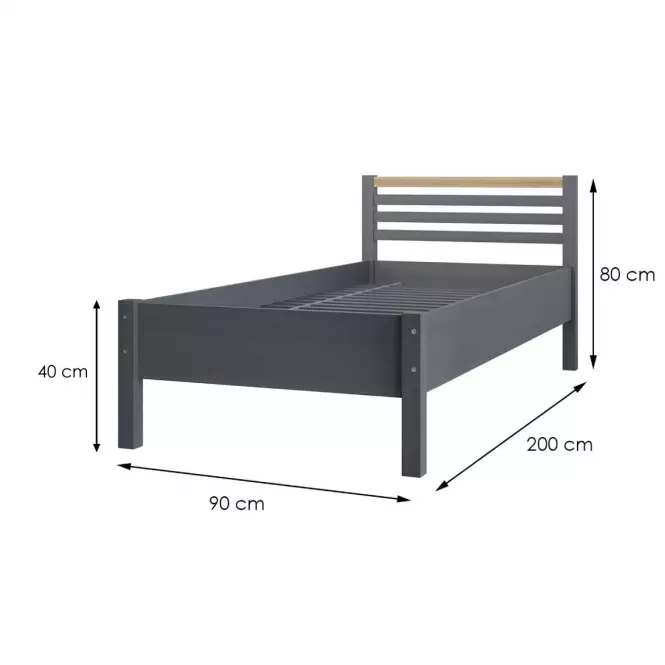 Ágy Oskar 90x200 szürke,3