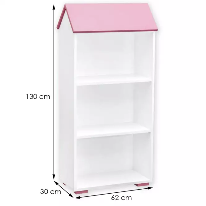 Regál Bb02  3p fehér+Rózsaszín,2