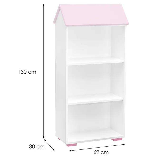 Regál Bb02  3p fehér+Rózsaszín