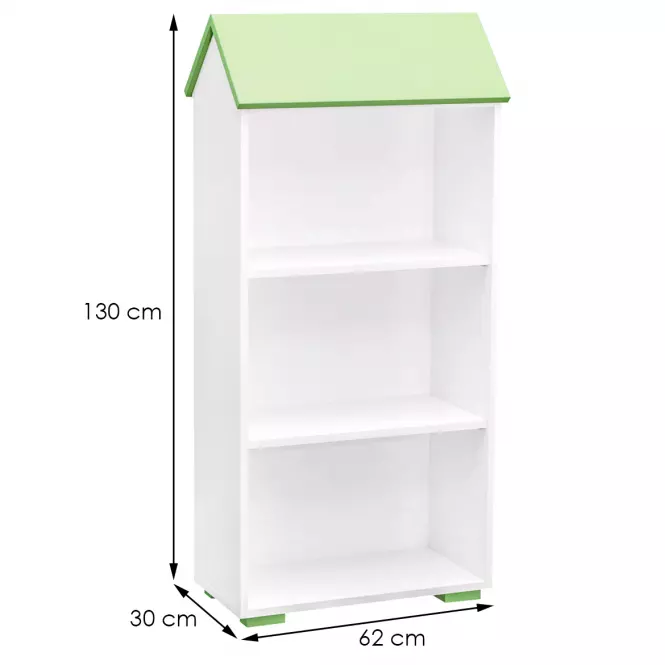 Regál Bb02  3p fehér+zöld,2